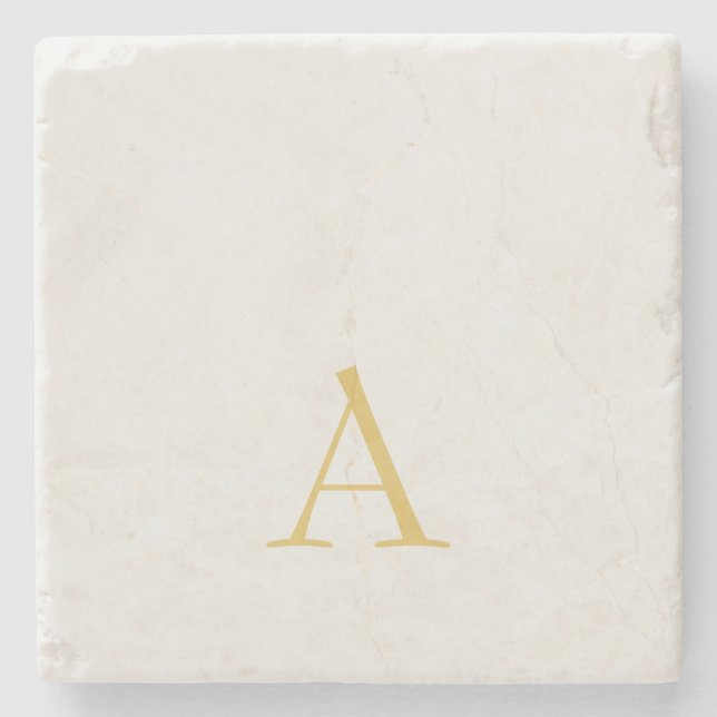 Gold- und Pastellfarben-Monogramm Professionelle I Steinuntersetzer (Vorderseite)