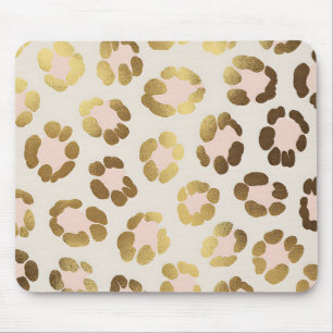 Gold- und Pastellrosa-Leopardenprint Chic Animal Mousepad