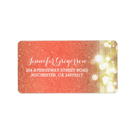 Gold und Peach String Lights Chic Wedding Adressaufkleber
