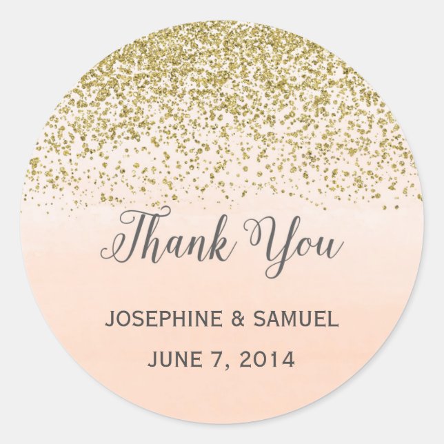 Gold- und Pfirsichfarbenrundkleber Runder Aufkleber (Vorderseite)