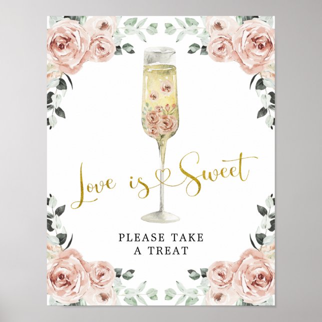 Gold und Pink Dusty Rose Soiree Liebe ist süß Poster (Vorne)