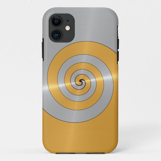 Gold und Platinum Stainless Shiny Metal Spiral 3 Case-Mate iPhone Hülle (Rückseite)