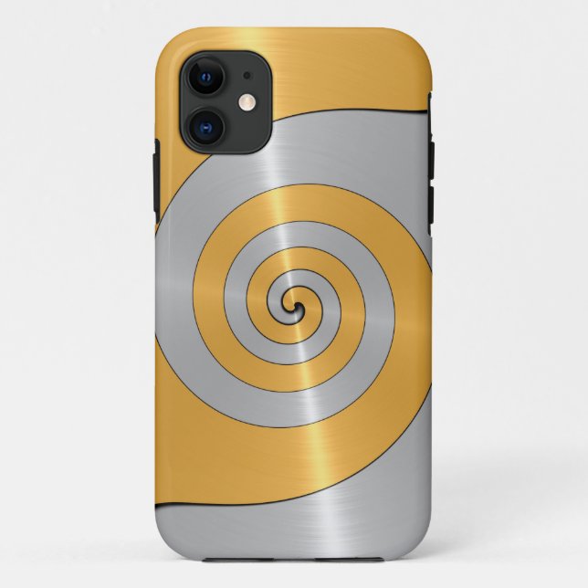 Gold und Platinum Stainless Shiny Metal Spiral Case-Mate iPhone Hülle (Rückseite)