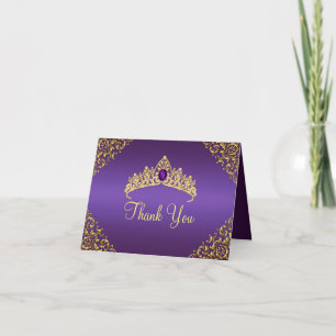 Gold- und Purpur-Edelstein-Tiara-Dankeskarte Dankeskarte