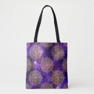 Gold- und Purpur-Galaxie-Dharma-Mandala-Muster