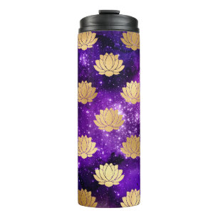 Gold- und Purpur-Galaxie-Dharma-Mandala-Muster Thermosbecher