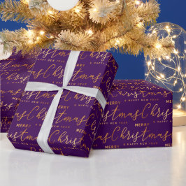 Gold- und Purpur-Weihnachten Wortkunst Geschenkpapier