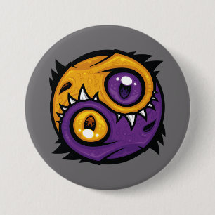 Gold- und Purpur-Yin-Yang-Drachen Button