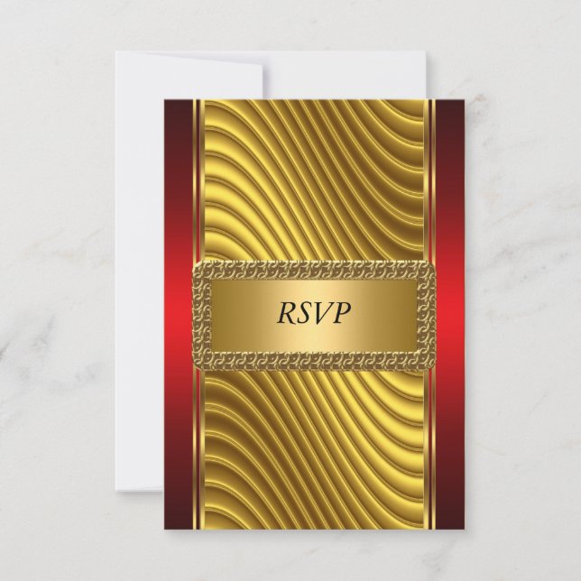 Gold und Red Art Deco Bar Mitzvah UAWG RSVP Karte (Vorderseite)