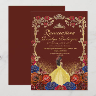 Gold und Red Burgund Quinceanera Beauty und beste Einladung