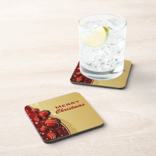 Gold und Red Christmas Balls Getränkeuntersetzer