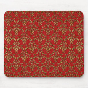 Gold und Red Damask Mousepad