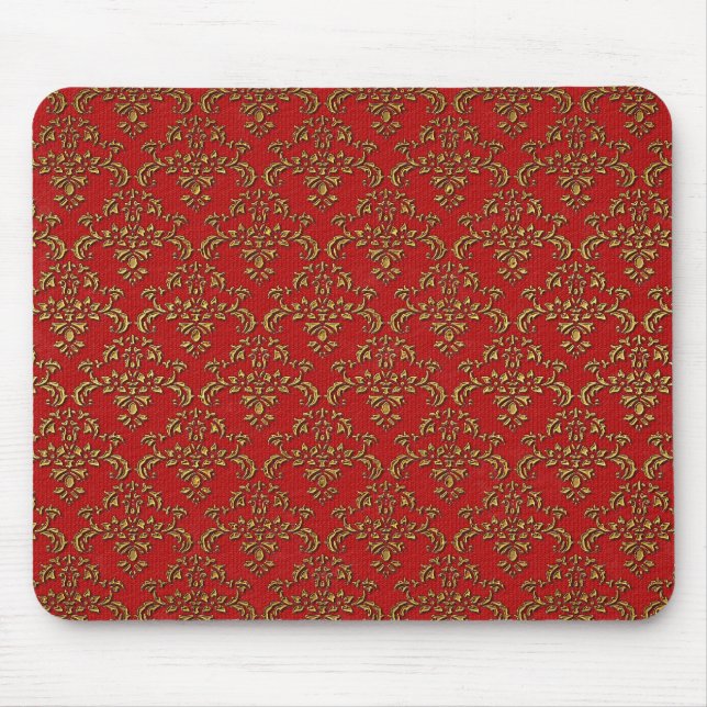 Gold und Red Damask Mousepad (Vorne)