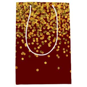 Gold und Red Glam Confetti Dots Mittlere Geschenktüte