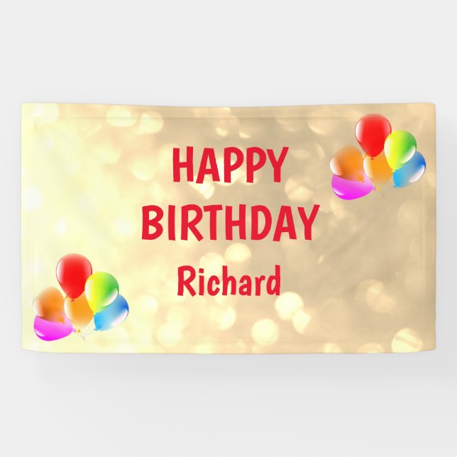 Gold und Red Happy Birthday Banner (Horizontal)