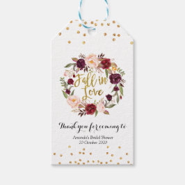 Gold und Red Marsala Floral Fall in der Liebe Gefä Geschenkanhänger