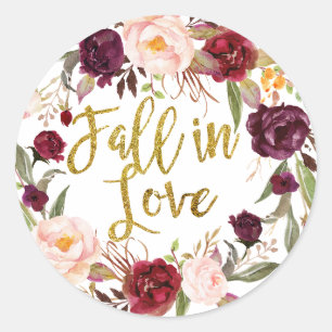 Gold und Red Marsala Floral Vielen Dank Sticker