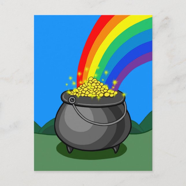 Gold- und Regenbogen-Pot Postkarte (Vorderseite)