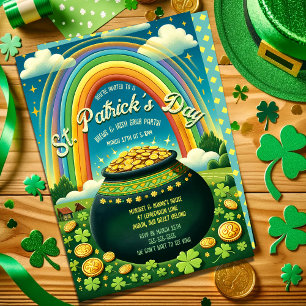 Gold und Regenbogen St. Patrick's Day Celebrat Einladung