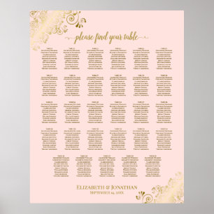 Gold und Rosa 29 Tabelle Hochzeitstabelle Poster