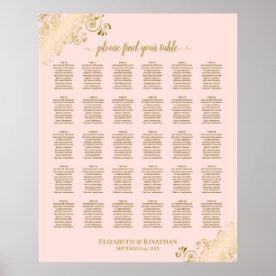 Gold und Rosa 30 Tabelle Hochzeitstabelle Poster