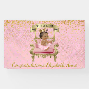 Gold- und rosa Baby-Prinzessin-Baby-Shower- Banner