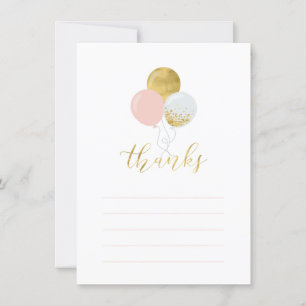 Gold und Rosa Ballons   Party Dankeschön Karte