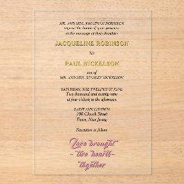 Gold und Rosa Braut und Bräuche Acryleinladungen