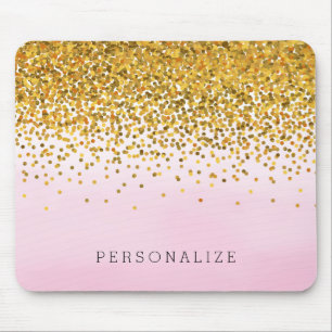 Gold und rosa Confetti-Aquarell Mousepad