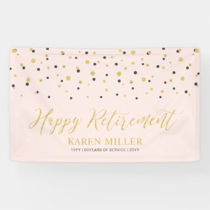 Gold und Rosa Confetti   Happy Retirement Party Banner