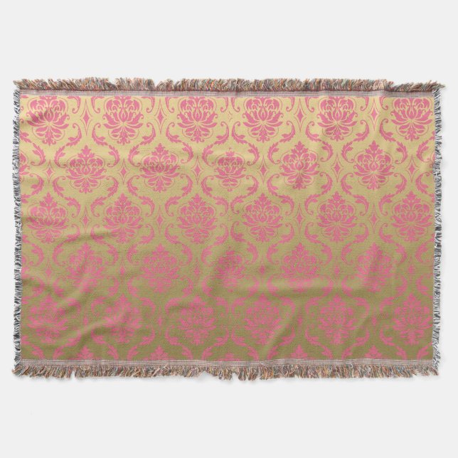 Gold-und Rosa-Klassiker-Damast Decke (Vorderseite)