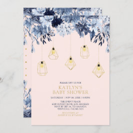 Gold und Rosa | Lights Boho chic Baby Dusche Einladung