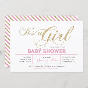 Gold und Rosa   Mädchen, moderne Typografie Kinder Einladung