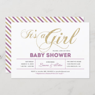 Gold und Rosa   Mädchen, schicke Typografie Kinder Einladung