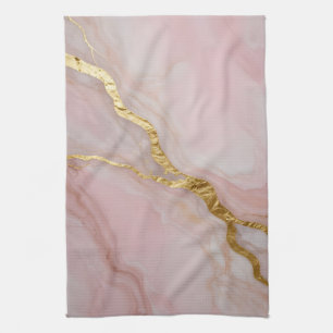 Gold- und rosa Marmortextur Geschirrtuch