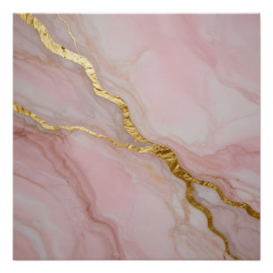 Gold- und rosa Marmortextur Poster