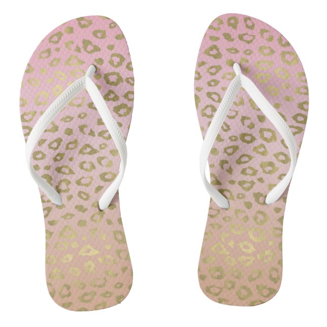 Gold und Rosa Ombre Leopard Print Flip Flops (Fußbett)