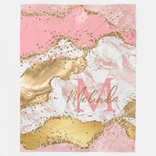 Gold- und rosa Pailletten Achat Fleecedecke