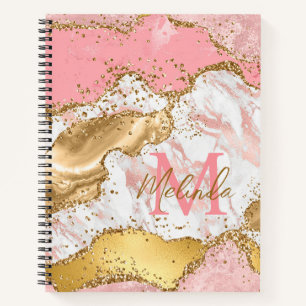 Gold- und rosa Pailletten Achat Notizbuch