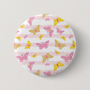 Gold- und rosa Schmetterling Button