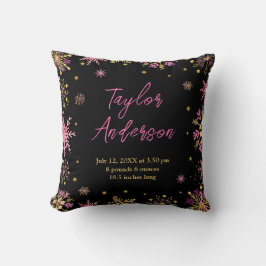 Gold und Rosa Schneeflocken Geburtsstunde Kissen