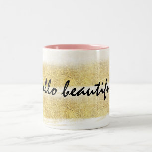 Gold und rosa Streifen Zweifarbige Tasse