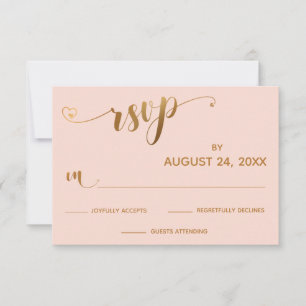 Gold und Rosa UAWG Kalligraphie mit Blütenrosa und RSVP Karte
