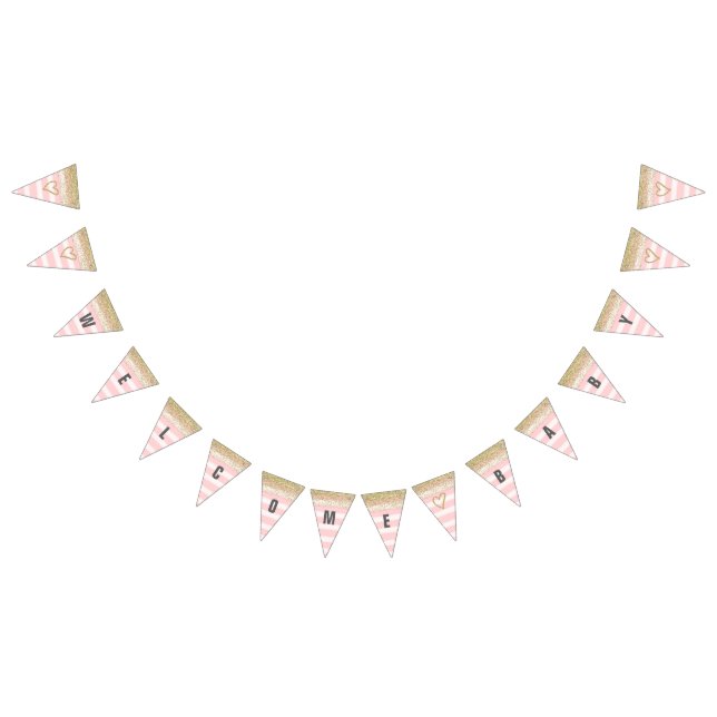 Gold und Rosa-willkommene Baby-Fahne Wimpelkette (Alle)