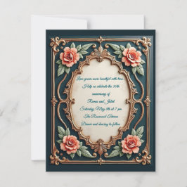 Gold- und Rosé-Blumenmuster-Einladungen Einladung