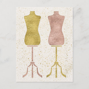 Gold und Rose Gold Mode Design Dress Forms Postkarte
