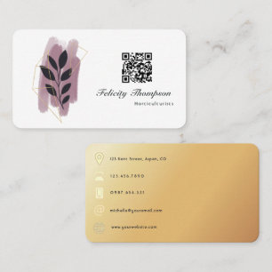 Gold und Rose Gold Pinselstriche QR-Code Visitenkarte