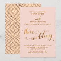 Gold und Rosé ihre Hochzeitstypografie mit Herzen