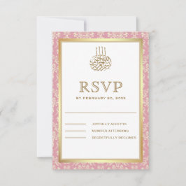 Gold und Rose Rosa Damaskus RSVP Karte
