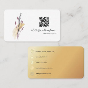 Gold- und Roségold-Pinselstriche QR-Code Visitenkarte